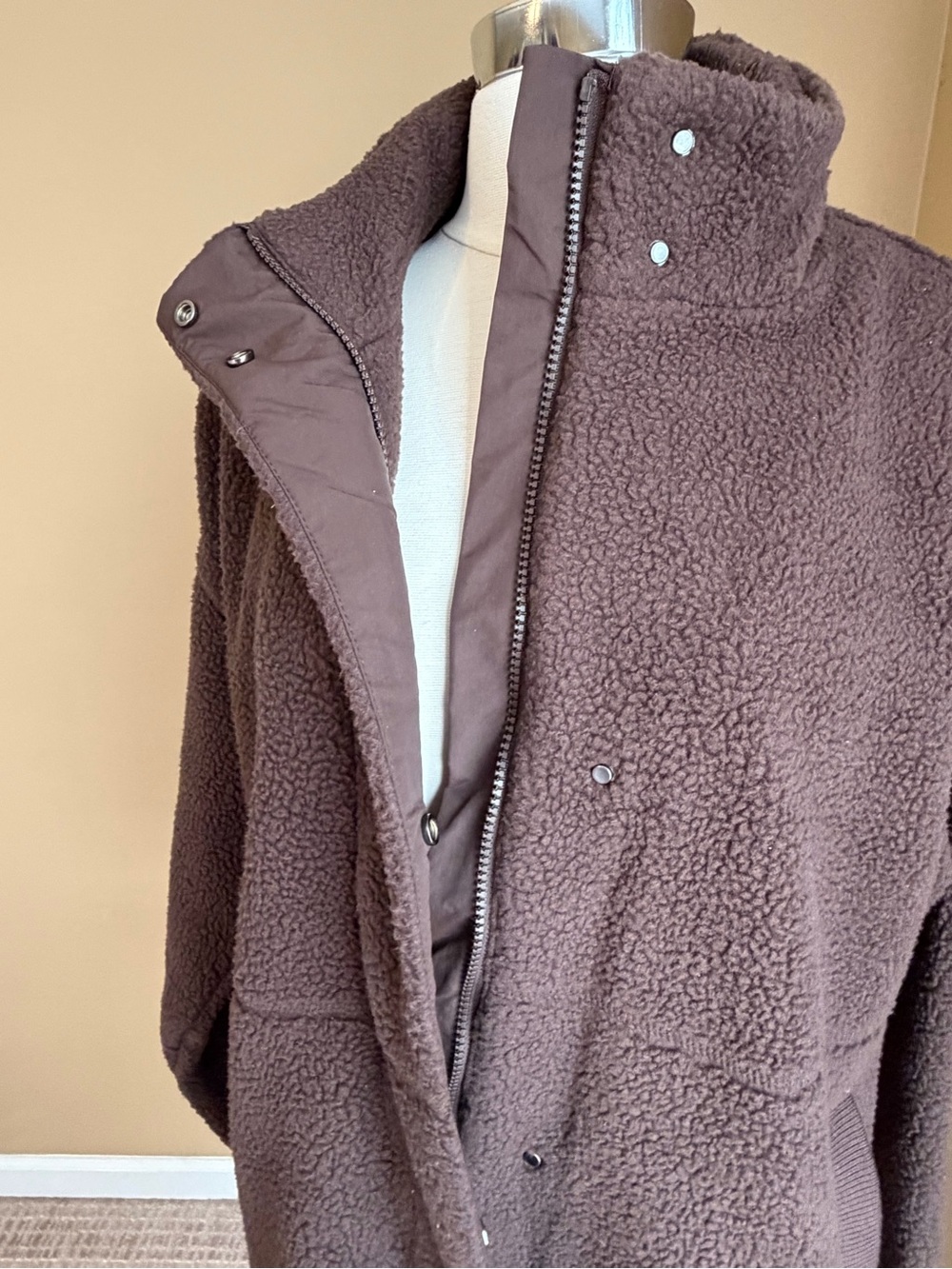 Mondetta Brown Plush Teddy Jacket, Large, Gorpcore Cabincore Minimalist Granola